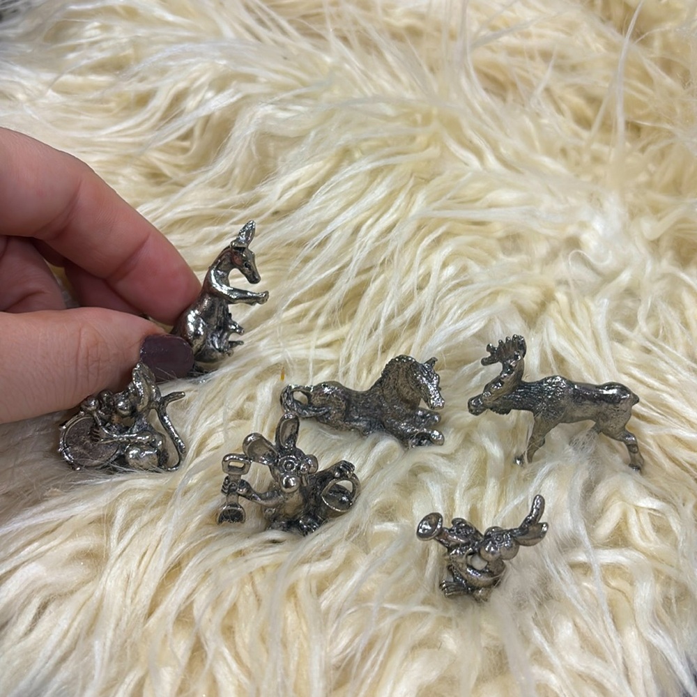Pewter animal figurines lot of 6